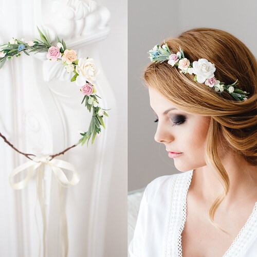 Festival Bridal Wedding Prom Headbands Vintage Floral Flower Hair Garlands 