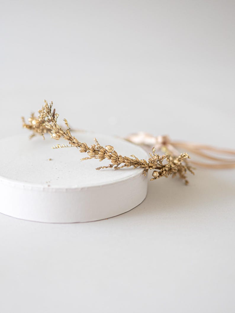 Ein handgefertigter Elf Tiara Märchen-Haarschmuck, verziert mit goldenen Blättern und lavendel. Die Krone ist federleicht, flexibel und drückt nicht. Ideal für Renaissance-Festivals, Hochzeiten, Themenpartys und mehr. Blumenkranz mit Strasssteinen. Trockenblumen Haarschmuck. Grüner Headpiece. Goddess headpiece. Prinzess tiara. Göttin Blatt Stirnban. Lorbeerkranz. Kleopatra Haarschmuck