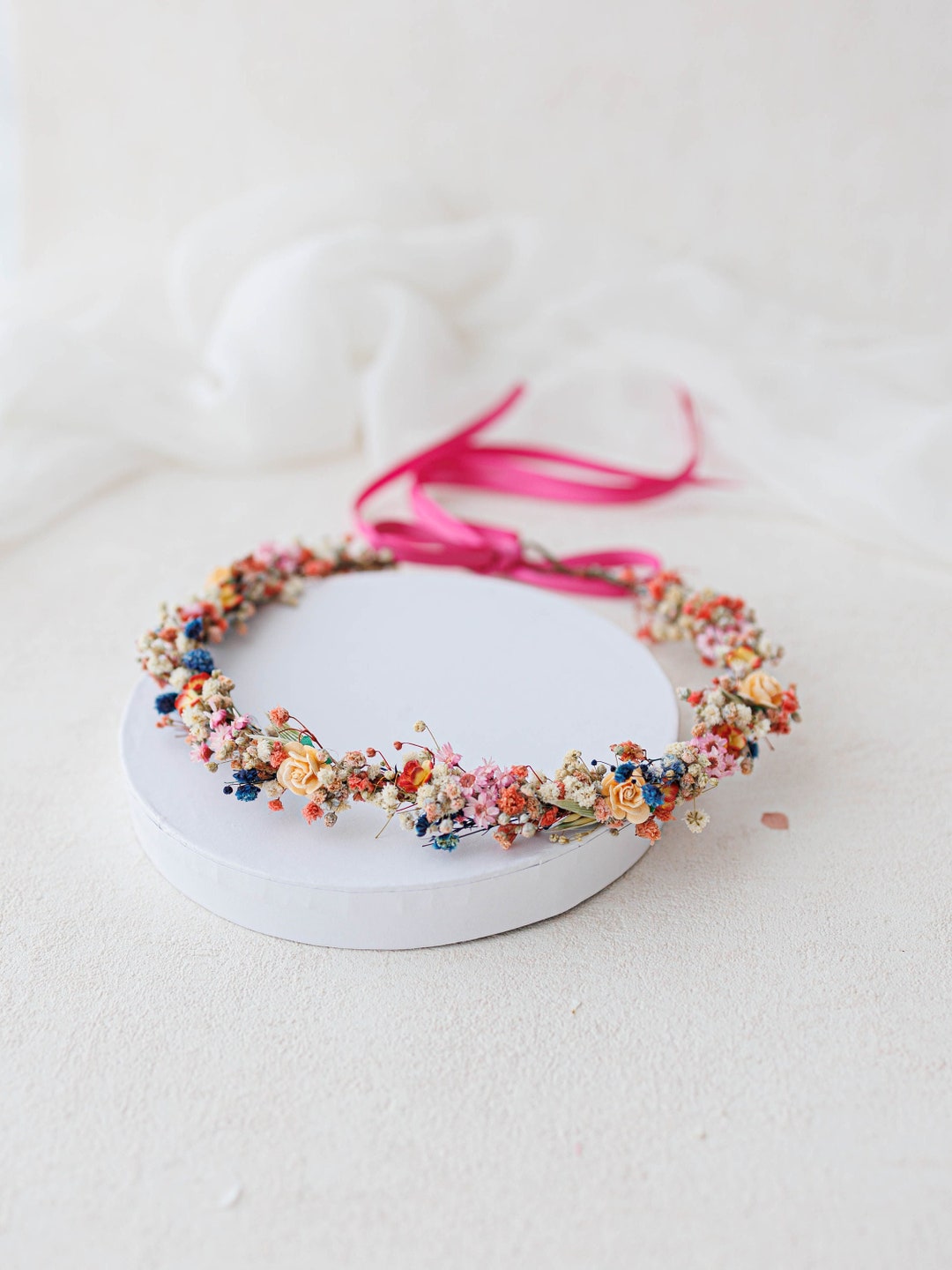 Colorfull Crown Colorfull Flower Crown With Dried Flowers. Bridal Flower Hair Wreath ...