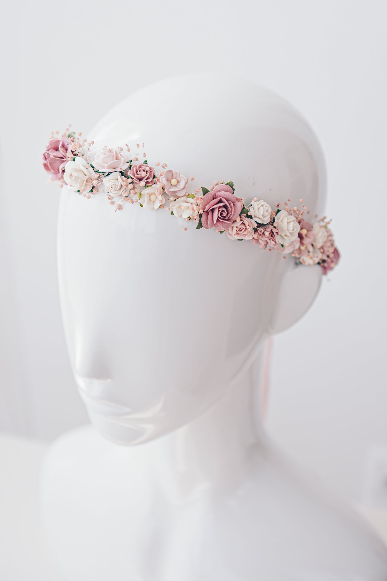 Blumenstirnband Braut - Blumenkranz Mit Strass & Perlen Für Hochzeit & Festlichkeiten