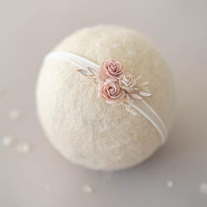 Boho Baby Headband with blush pink flowers | Newborn Photography Prop | Baby Flower Crown | Baby Girl Headband | Toddler Floral Headband