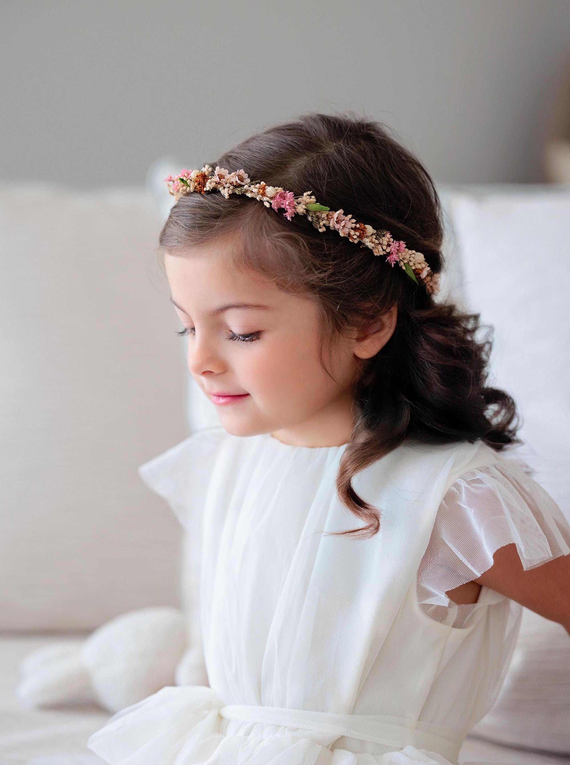 Romantic Flower Crown With Baby's Breath and Dried Flowers. Bridal