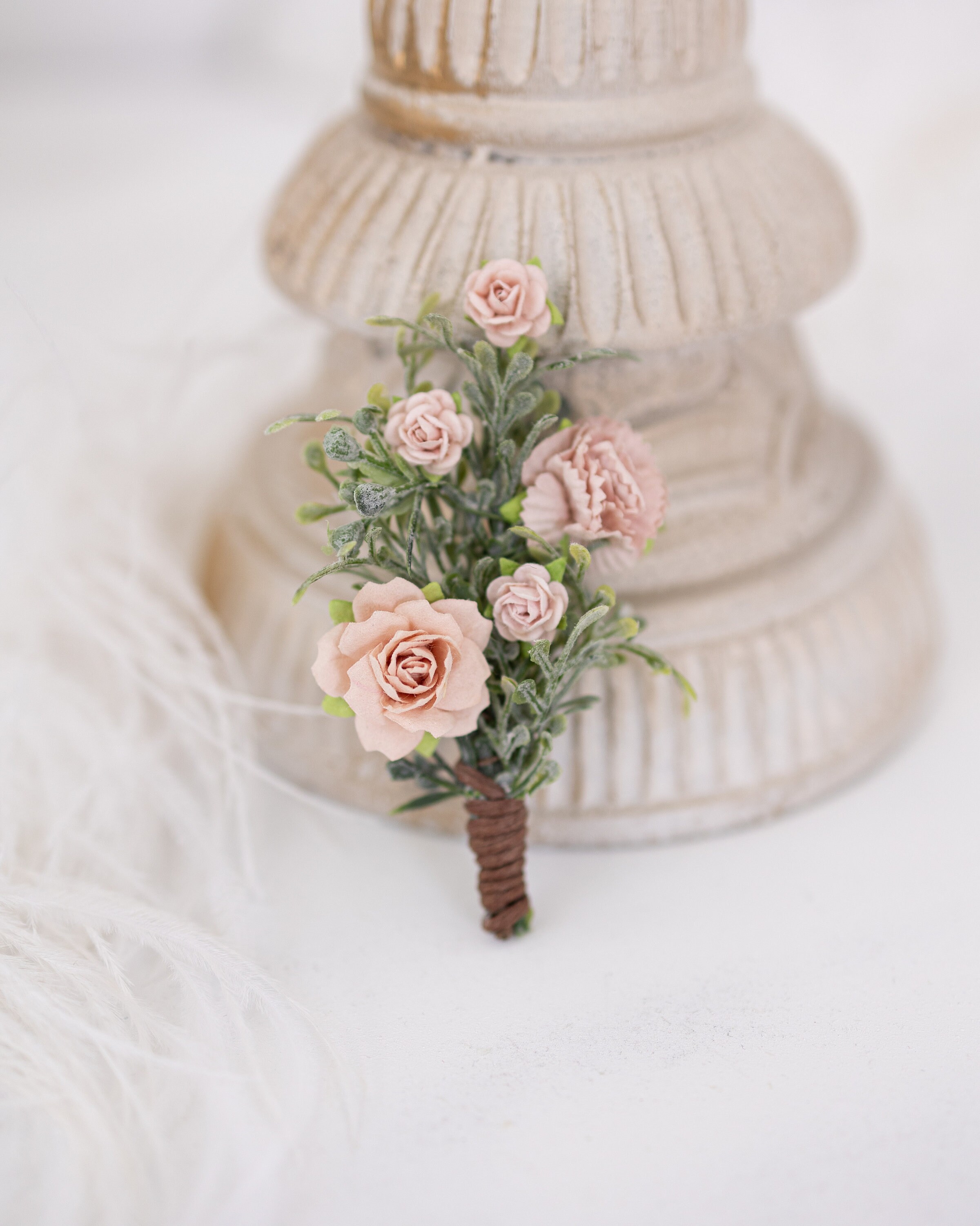 Rose & Daisy Wedding Flowers - Artificial Buttonhole Corsage