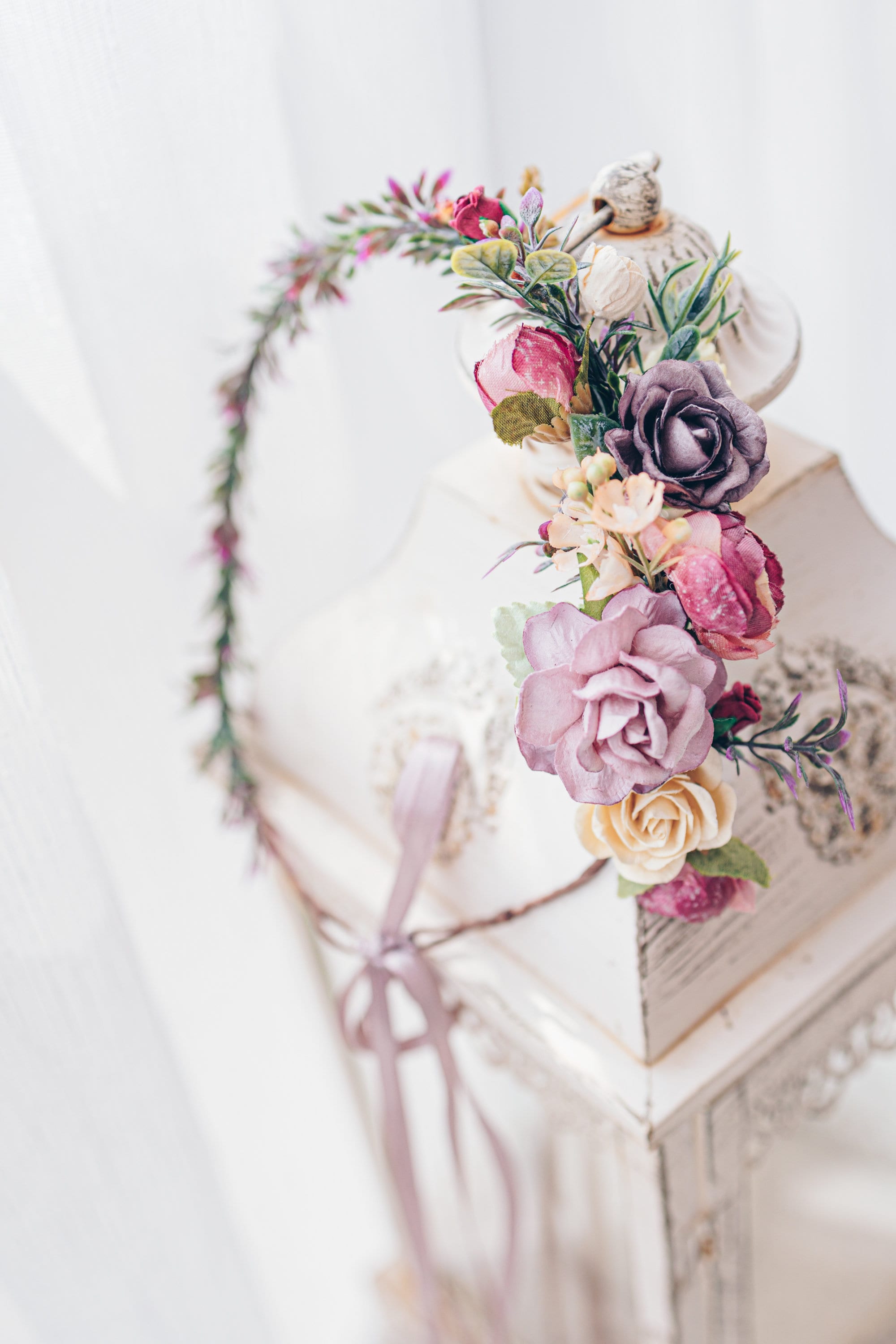 TooGet Cerchietto Corona Di Fiori Viola – Accessorio Boho Per Capelli Con Fiori Artificiali, Regolabile, Per Matrimoni E Feste