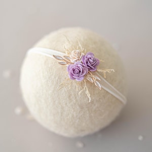 Boho Baby Headband with lilac flowers | Newborn Photography Prop | Baby Flower Crown | Baby Girl Headband | Toddler Floral Headband