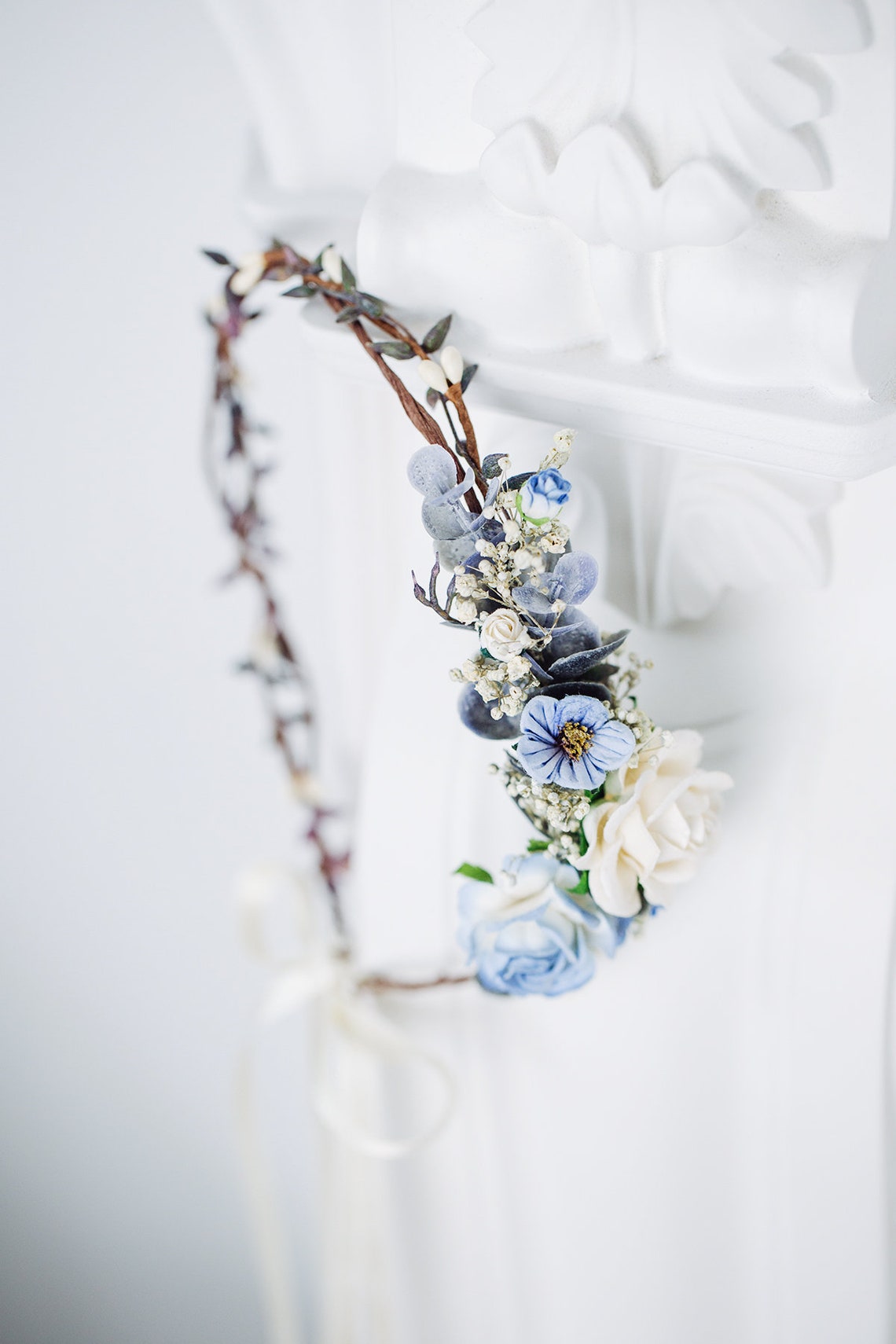 Flower Crown Baby's Breath & Eucalyptus Leaves Bridal Etsy