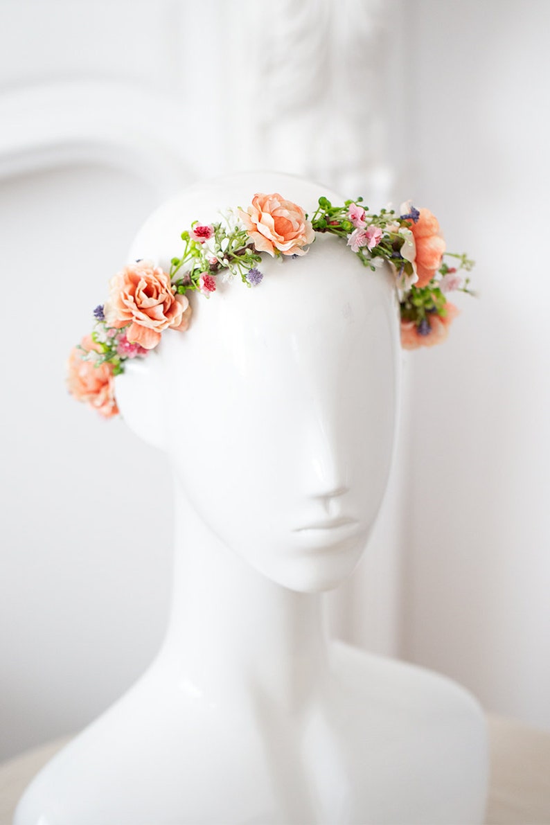 Blumenstirnband Braut - Blumenkranz Mit Goldenen Blättern Für Hochzeit & Festival