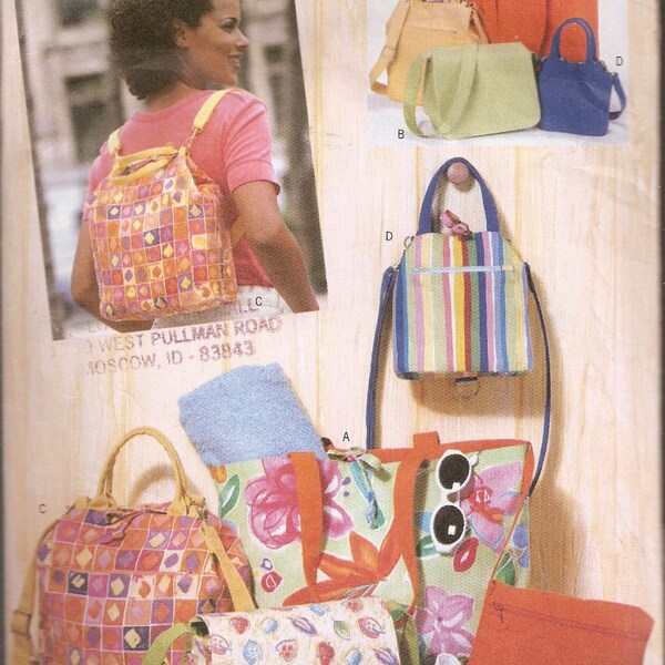 Butterick Pattern 6043- Ladies Handbags,Reversible Bag, Tote Bag, Reversible Tote, Backpack