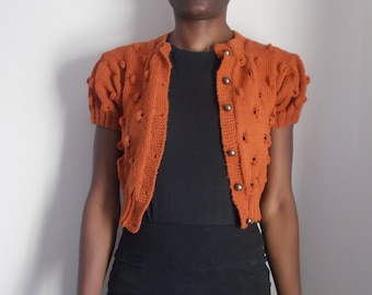 100% Merino Wool Cropped Loop-all-over Cardigan