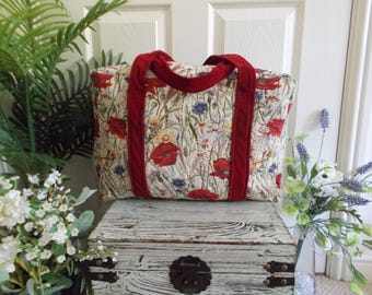 Poppy Field Tapestry Weekend Bag/ Duffle bag/ Overnight bag (Inspired by Mary Poppins)
