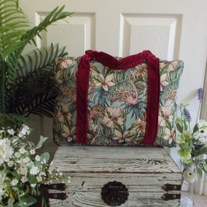 Flamingo Tapestry Weekend Bag/ Duffle bag/ Overnight bag (Inspired by Mary Poppins)