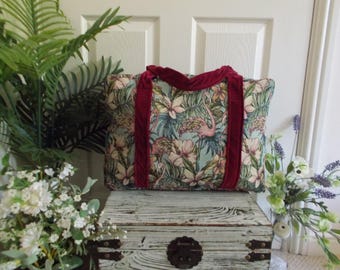 Flamingo Tapestry Weekend Bag/ Duffle bag/ Overnight bag (Inspired by Mary Poppins)