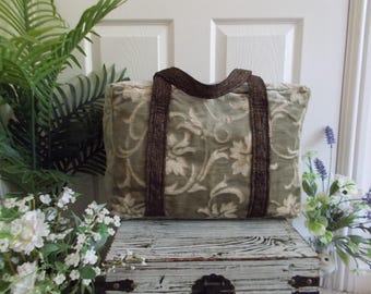 Olive Green Velvet Carpet Weekend Bag/ Duffle bag/ Overnight bag (Inspired by Mary Poppins)