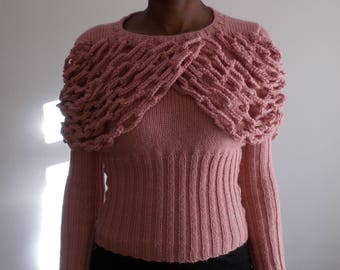 Dusky Pink Fitted Jumper with Draping Chains