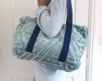 Turquoise Velvet Carpet Weekend bag/ Duffle bag/ Overnight bag (Inspired by Mary Poppins)