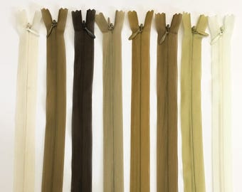 Set of 8 Invisible Zippers 20 cm - Matching Colors - Lot 2