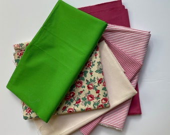 Set of 6 assorted fabric coupons for sewing, patchwork, DIY. 425gr of fabric equivalent to 2.17m2 or 155x140cm