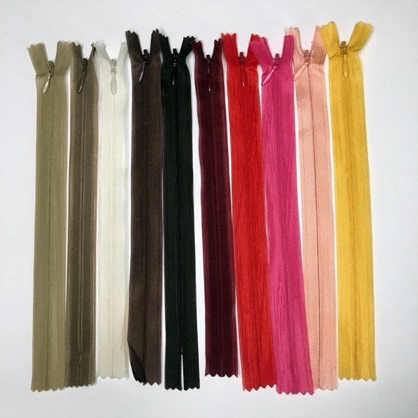 Set of 10 Invisible Zippers 20 cm - Matching Colors - Lot 6