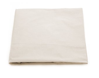 Plain baby beige linen percale fitted sheet