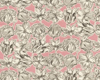 Liberty of London Matilda Tulip grey and pink fabric coupon