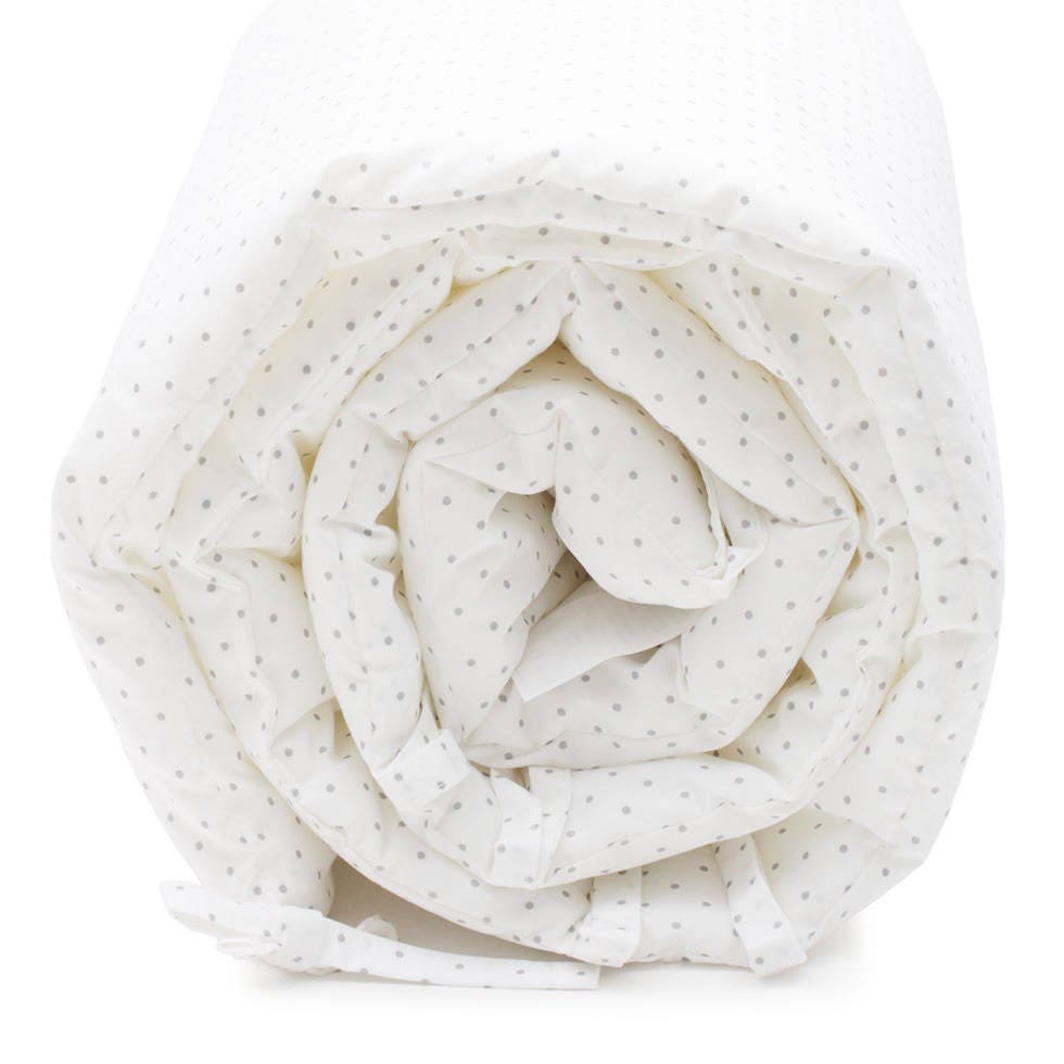 Tour de Lit Bébé Popeline Blanche et Petits Pois Argent