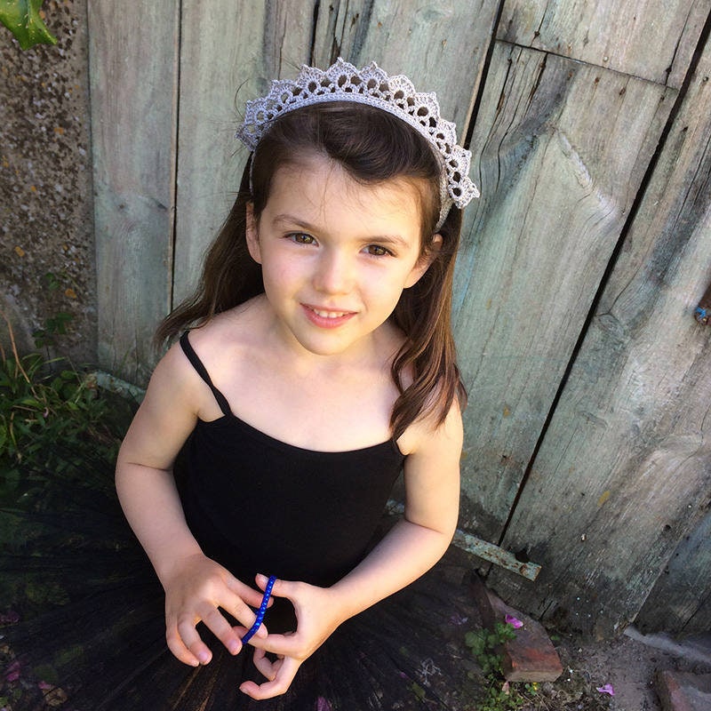 Headband Au Crochet, Forme Diadème Gris