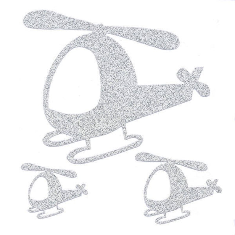 in Flex fusible silver glitter 3 Helicopter
