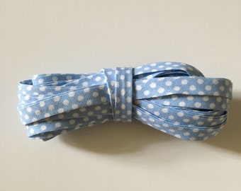 Blue sky and white polka dots cotton bias