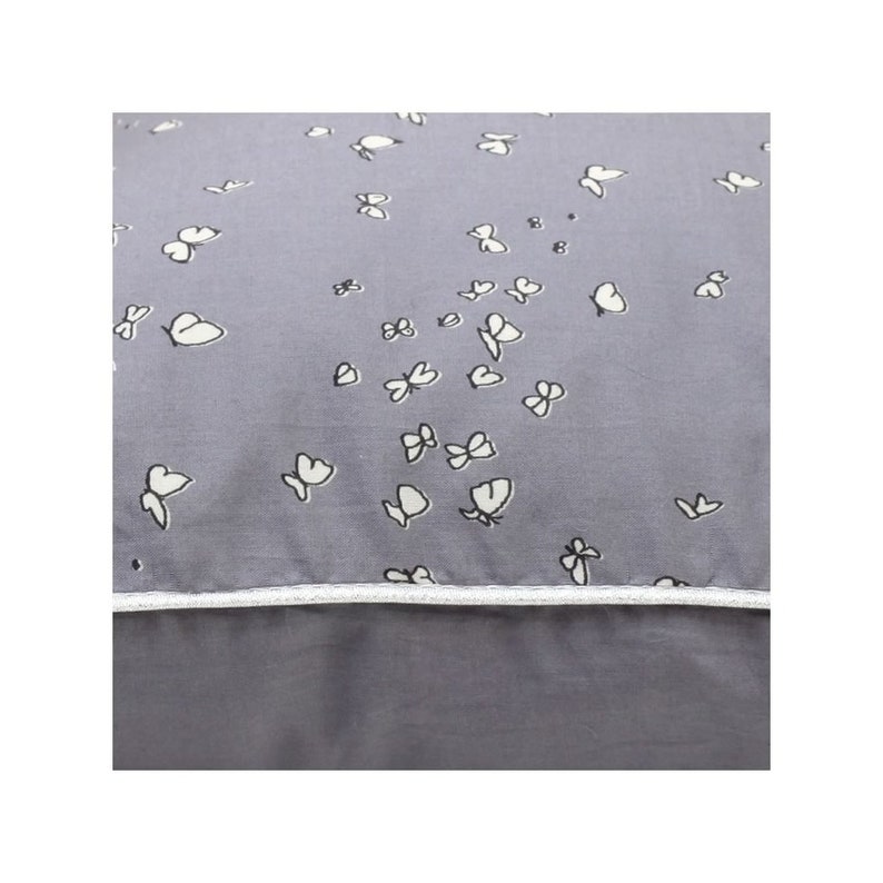 Cushion cover in grey chambray and white butterflies image 3