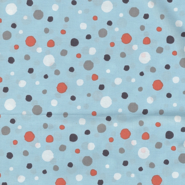 Tissu Clothworks pois multicolores sur fond bleu clair