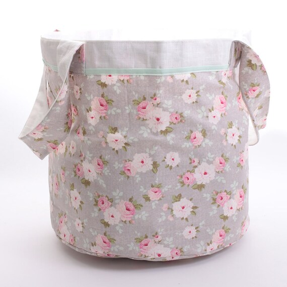 Sac Rond à Fleurs Roses Sur Fond Gris