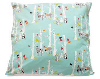 Turquoise cushion cover patterns rabbits and deer