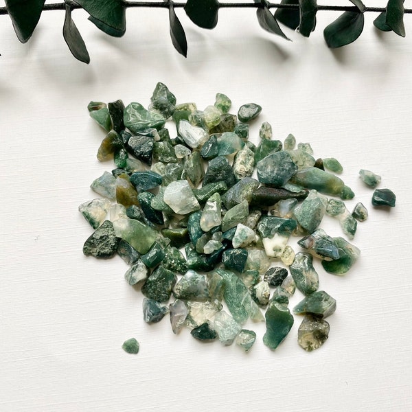 Bag of Moss Agate Stone Chips ~ 1.5oz