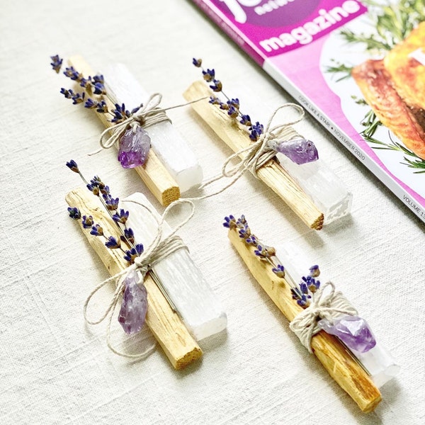 Original Inspired Restoration Bundles - Palo Santo, Selenite, Lavender with choice of Amethyst or Citrine Crystal Point