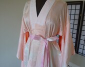 Silk kimono lingerie, with plum blossom in apricot sorbet color
