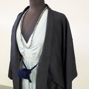 Indigo blue silk jacket for men and ladies who like roomy fit