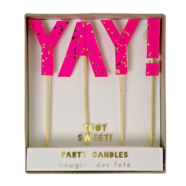 Yay! Bright Pink Party  Candles - Meri Meri Toot Sweet