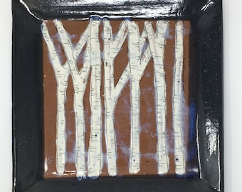 Square Birch Tree Plate