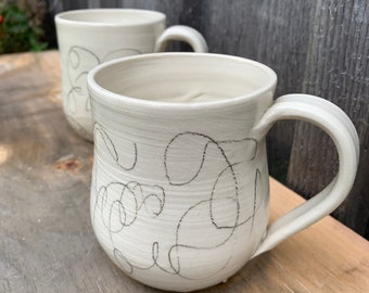 Handmade Scribble Porcelain Mug