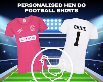 Personalised Hen Weekend Tshirts, Hen Do Football Shirts - Hen do tshirts, bridal party, hen party, hen weekend, hen night tshirts, bride