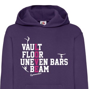 Love Gymnastics Hoodie for Kids, Gymnast Sweatshirt, Hooded Jumper, Birthday or Christmas Gift