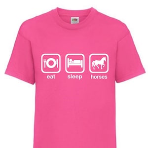 Kids Horse Riding T-Shirt- Eat Sleep Horses - Horse tshirts for girls, Horse Riding, Horse Lovers Tshirt, Birthday, Christmas Gift