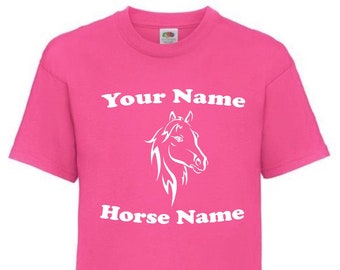 Personalised Horse TShirt for Girls - Horse Riding T-Shirt - Horse Lover Gift, Horse Rider Shirt, Birthday Gift, Christmas Gift