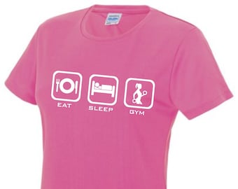 Maglietta Eat Sleep Gym – Maglietta fitness leggera per donna