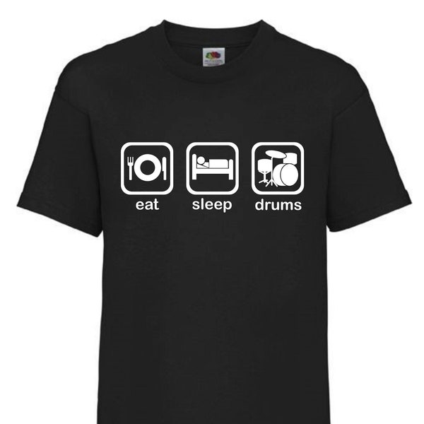 Eat Sleep Drums - Kids Drummer T-Shirt -  Drumming Fanatic, Drums, Drummer, Music, Band, Rock, Christmas Gift