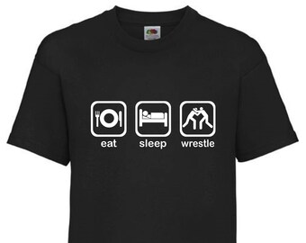 Eat Sleep Wrestle - Kids Wrestling Fanatic T-Shirt - Wrestle,  Wrestling Fan, Wrestler TShirt - Wrestling Fans Christmas Gift, birthday gift