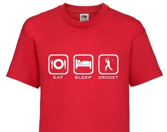 Kids Eat Sleep Cricket T-Shirt – Cricket Fan Gift for Boys – Birthday or Christmas Gift – Cricket Player Tee