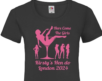 Personalised Hen Party TShirts, Here Come The Girls T-shirts, Hen Night, Bachelorette, Hen Weekend, Hen Do Shirts, Bridal Party, Hen Do