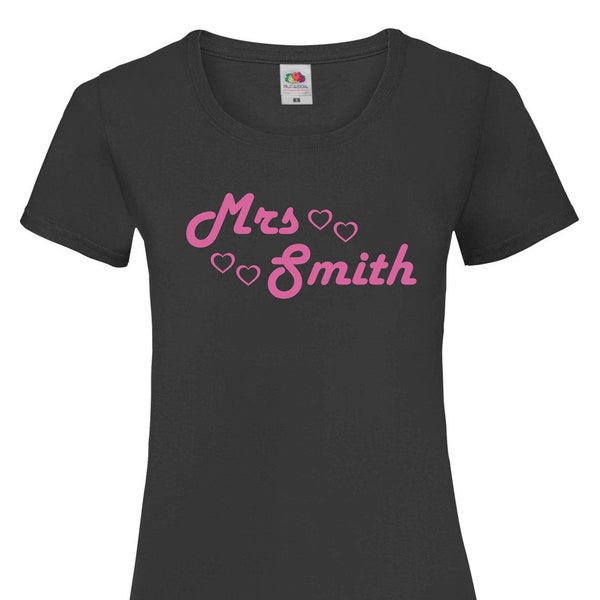 Camiseta personalizada Just Married - Nueva novia, boda, luna de miel, regalo de camiseta de matrimonio