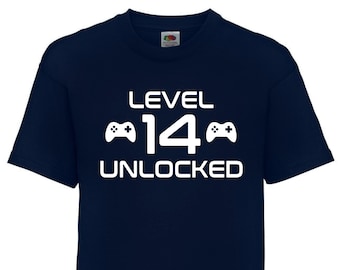 Level 14 ontgrendeld gamer-T-shirt – cadeau voor 14e verjaardag